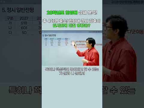 <strong>한양대</strong> 정시 감축이 입시판에 미칠 영향은? #2028대입 #내신5등급제 #<strong>한양대</strong> #28정시 #28수시