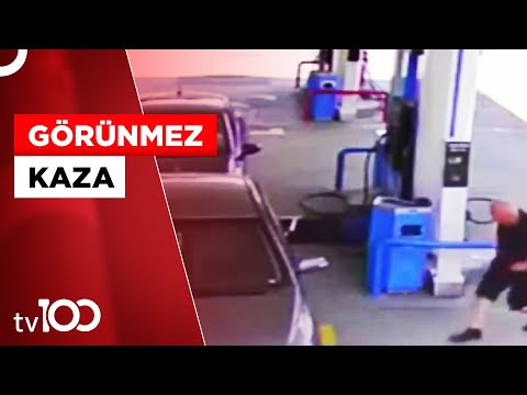 Benzin İstasyonunda İki Aracın Arasında Kaldı | Tv100 Haber