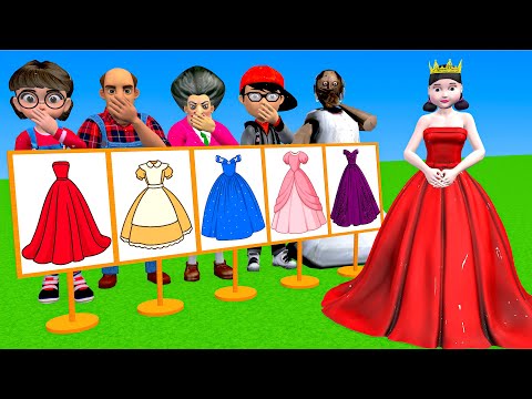 Scary Teacher 3D vs Squid Game Choose Beautiful Princess Dress vs Dressing Room 5 Times Challenger