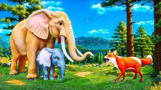 Mother Elephant Saves Baby Elephant from Clever Fox Trap! Funny Animals