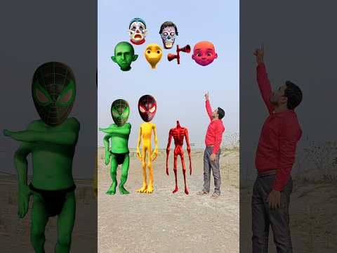 Dancing red siren, yellow alien & green jocker correct head matching game - funny magical vfx 😄
