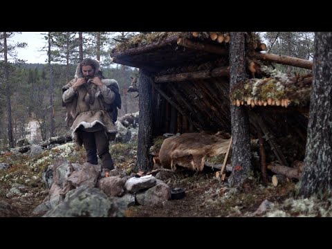 Bushcraft trip - making primitive clothes, baking bread on hot stones, cooking meat over fire etc.