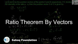 Ratio Theorem By Vectors