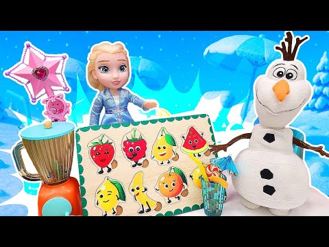 Karlar Ülkesi Olaf, sihirli değneği alıp Elsa için SMOOTHİE yapıyor! Yapboz oyunu!