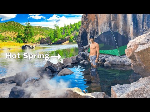 Hiking & Camping at a Hotspring on the Side of A River.