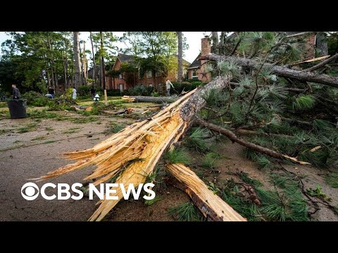 YouTube video thumbnail: Tornado Batters Houston Suburbs