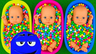 4 Minutes Satisfying Video | Mixing Funny Candy ASMR & Make Up in 3 Bathtubs with Magic M&M's Slime