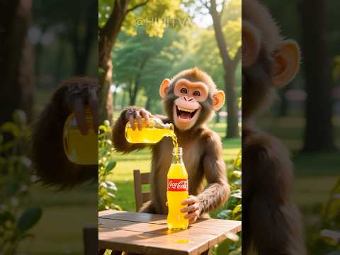 The brave kitten saved her from monkeys 🙉 #kitten #monkey