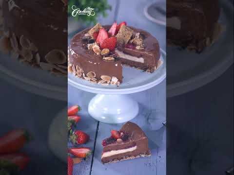 Almond Strawberry Chocolate Mousse Cake #shorts
