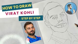 How to draw VIRAT KOHLI Step by Step // full sketch outline tutorial for beginners ( IPL 2025 RCB )