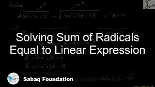 Solving Sum of Radicals Equal to Linear Expression