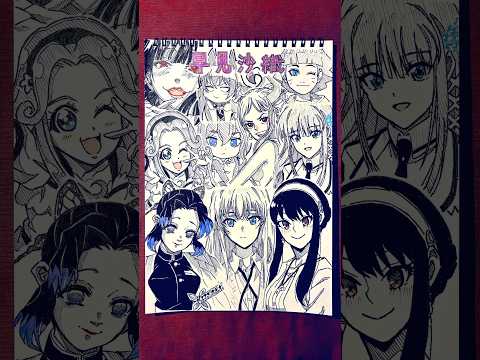 CV:早見沙織の演じたキャラ10選描いてみた!!!#drawingchallenge #drawing #一発描き #声優 #早見沙織