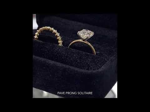 2.8 carat Cushion Cut Diamond Pave Prong Ring