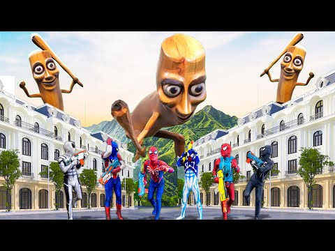 Tung Tung Tung Sahur Giant vs 8 Spider-Man Team || Tung Tung Tung Sahur Movie Collection !!!