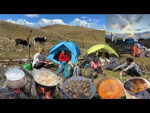 7 Days Survival Challenge Outdoor Camping in Lake Side Ep-2 Pork Curry Rice Cooking in Nepali Style