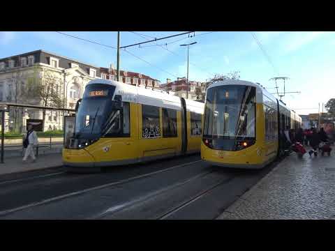 Modern Electric Trams 15E In Action - Cais do Sodré