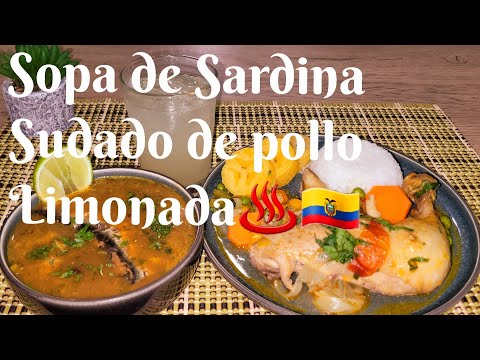 ♨️ALMUERZO RÁPIDO‼️🍲SOPA DE SARDINA, 🥘🍗SUDADO DE POLLO Y🍹🍋 LIMONADA FÁCIL #almuerzofacil