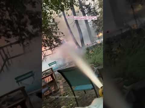 Bodycam video shows firefighters battling blaze in Spokane, US | AJ #shorts