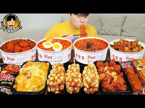 ASMR MUKBANG 편의점 핵불닭 미니!! 떡볶이 & 핫도그 & 김밥 FIRE Noodle & HOT DOG & GIMBAP EATING SOUND!