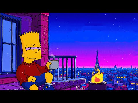 Cozy Balcony Lo-fi |🔥 Chill Beats & City Night Fire Ambience