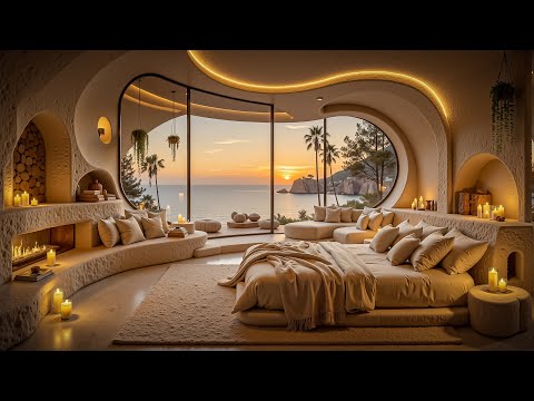 Romantic Sunset Scenery at Cozy Bedroom 🌤  Soothing Jazz Music for Relaxation