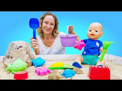 Baby Born und Nicole. Puppen Video für Kinder - Sandfiguren. Baby Puppen