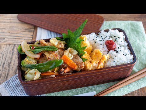 【スタミナ弁当】「めっちゃうまいっ」ってさ！味噌しょうゆダレの肉野菜炒め弁当#1044 #bento  #ideas #Japanese