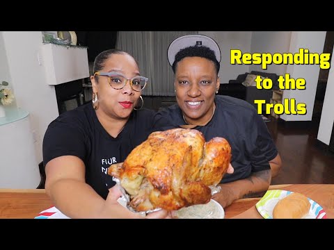 RESPONDING TO NEGATIVE COMMENTS ABOUT US. ROTISSERIE CHICKEN MUKBANG!