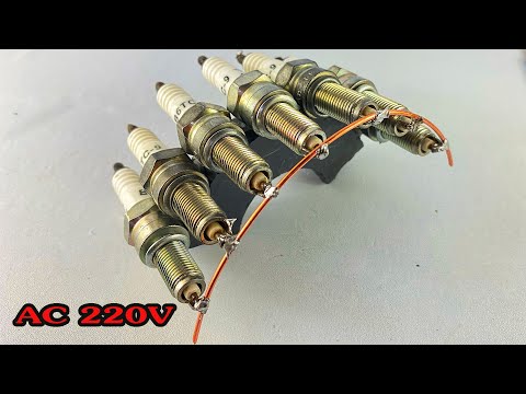 Awesome Experiment At Home AC 220Volt Free Electricity Energy Using By Spark Plug  #technology #diy