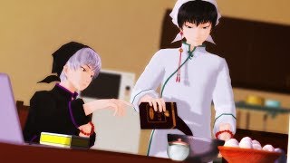 白澤様と銀髪くんのとある一日『白澤様ケーキを作る』