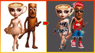 Tung Tung Tung Sahur Capuchino Glow Up Bad Girrl, Bad Boy - Brainrot Transformation Art