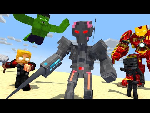 Superheroes and Wither Skeleton vs Robot Ultron - Minecraft Animation