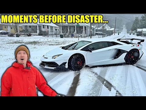 We Wrecked Our Lamborghini Aventador In The Snow!!!