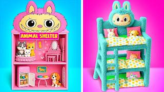 💖 I Made A Doll House For Mini Pets! Barbie DIYs Cardboard Animal Shelter 💖