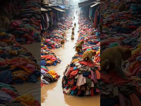 monkey market bazaar in flood 🌊