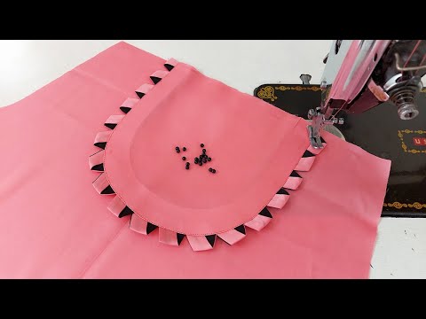 एकदम नया Neck Design बनाना सीखें Fabric Patti और Pearls के साथ | Neck Design with Pearls