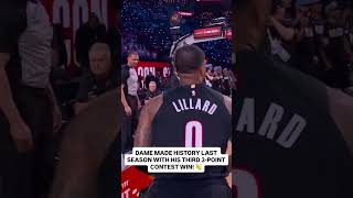THROWBACK TO WHEN DAME MADE HISTORY LAST SEASON WITH HIS THIRD 3-POINT CONTEST WIN!