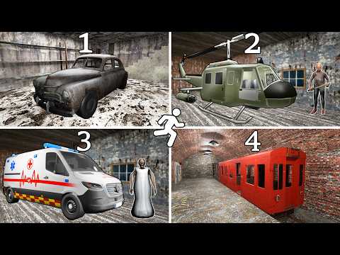 Granny 1 2 3 4 Escape With All Vehicles vs Granny vs Grandpa - Gameplay Animation (fun mix 15)