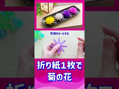 簡単!切って貼るだけ!折り紙1枚で作る菊の花🪷お盆飾り🎐夏の飾り #折り紙 #お盆 #100均diy #8月 #作り方