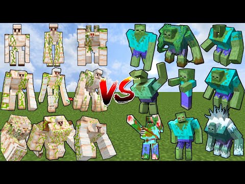 BOSS IRON GOLEMS ARMY vs ZOMBIE BOSS MOBS