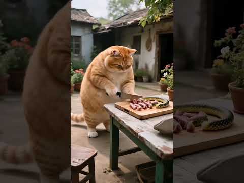 猫の動画サムネイル - 胖橘猫救了小麻雀小麻雀知恩图报#shorts #youtubeshorts #ai #cat