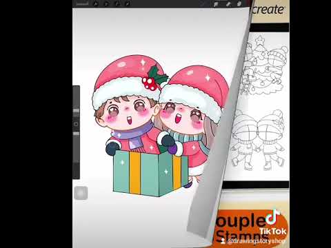 50ProcreateChibiCoupleChristmasStamp,ChibiPosesStamps,Couple