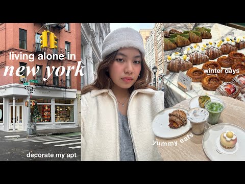 Living Alone in NYC | cozy winter days, decorating my apt, yummy eats ❄️