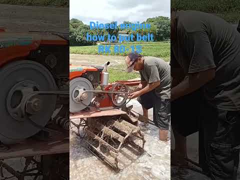 Diesel engine kubota how to put belt RK 80-1S😃😃😃