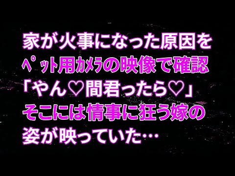 【スカッとする話】 家が火事になった原因をﾍﾟｯﾄ用ｶﾒﾗの映像で確認すると、嫁「やん♡間君ったら♡」そこには情事に狂う嫁の姿が映っていた…