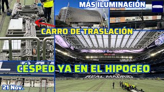 21 Nov. NUEVO CÉSPED YA PUESTO Y GUARDADO EN EL HIPOGEO. VEMOS CARRO DE TRASLACIÓN COMO NUNCA ANTES