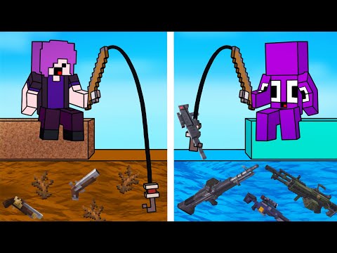 Encontrei Armas Pescando no minecraft e BATALHEI!