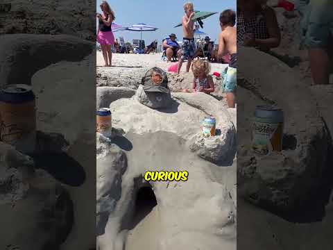 Kids’ Sand Masterpiece Comes Alive with Waves! 🌊 (@life_with_storms - on IG) #shorts