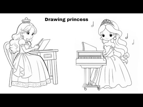 drawing nine cute barbie princesses for kids & toddlers