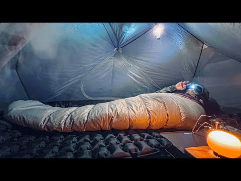 CAMPING IN COLD WEATHER WITH WARM TENT, RELAXING IN THE RAINFOREST MOUNTAINS, ASMR